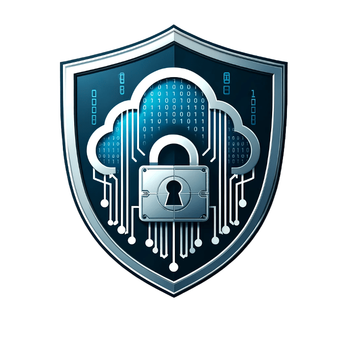 Shield with a cloud and security lock for cybersecurity