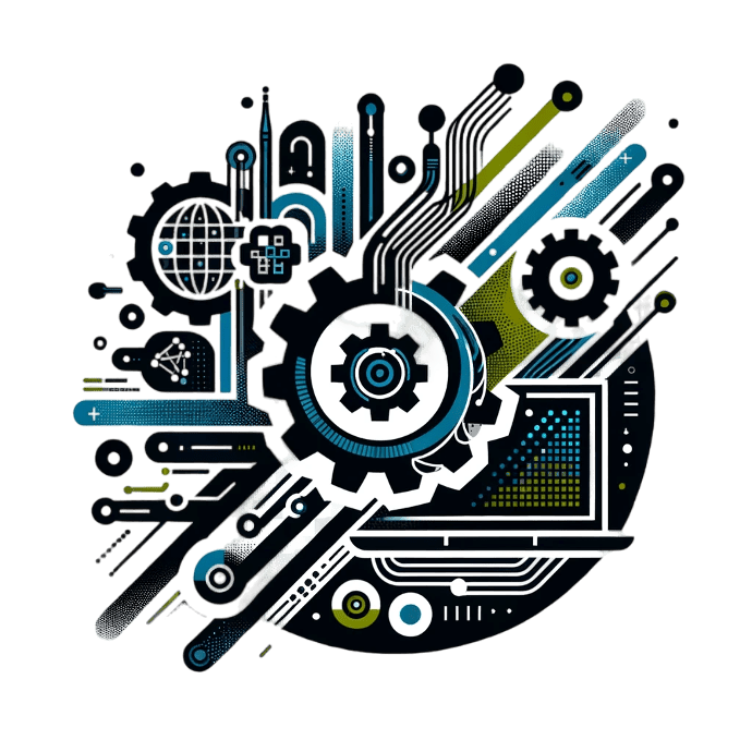 Futuristic gears and technology logo