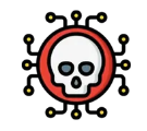 Skull icon displayed over red background